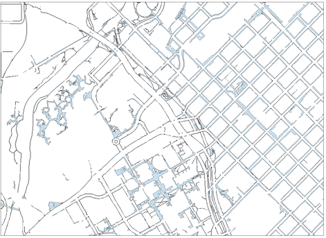 Denver / Auraria Campus sidewalk mapping with polygon layers