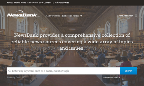 Access World News (c) Mid-Continent Public Library website Access World News