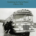 Black-and-white photo of people pushing a bus through water, beneath the book title "The Birth of Tzu Chi." The mood is collaborative and determined.