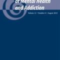 Cover of "International Journal of Mental Health and Addiction," Volume 11, Number 4, August 2013. Features a spiral design in blue tones and Springer logo.